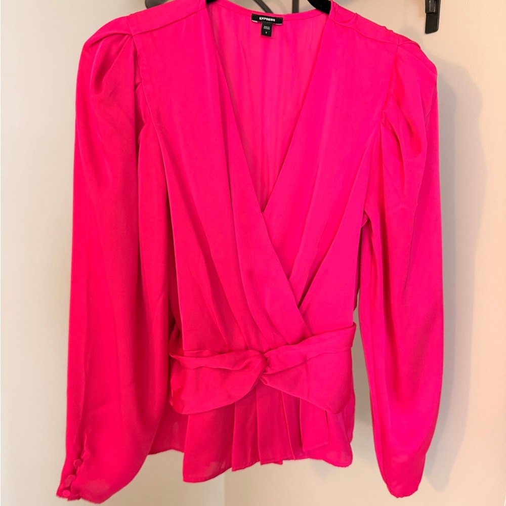 Express Hot Pink Wrap Blouse